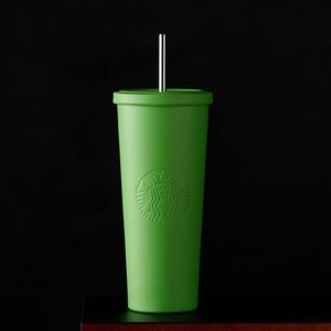 Starbucks Matte Lime Green Stainless Steel Cold Cup Tumble Grande 16 oz Rare